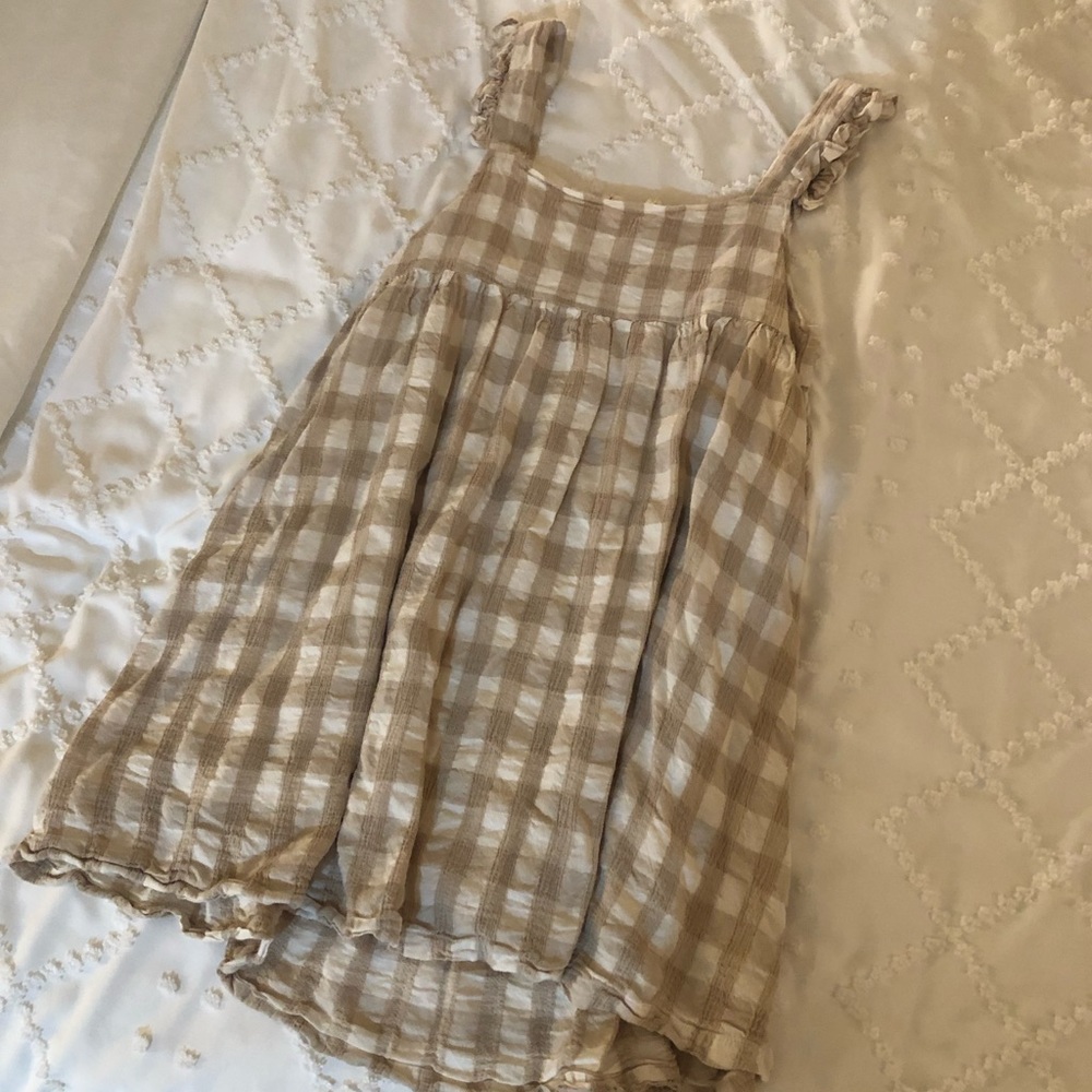 Beige Gingham Babydoll Dress